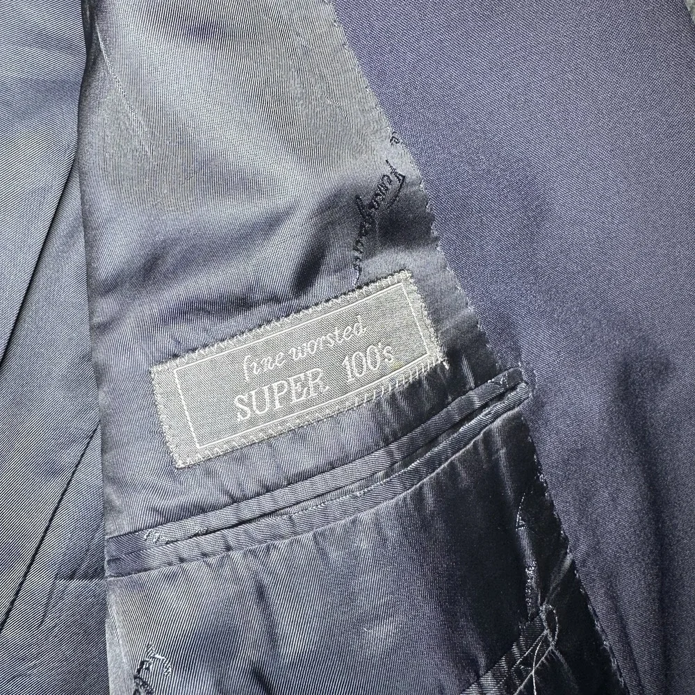Salvatore Ferragamo Blazer 54 Navy‎ Blue Cotton Jacket Coat Wool 3-Butotn READ